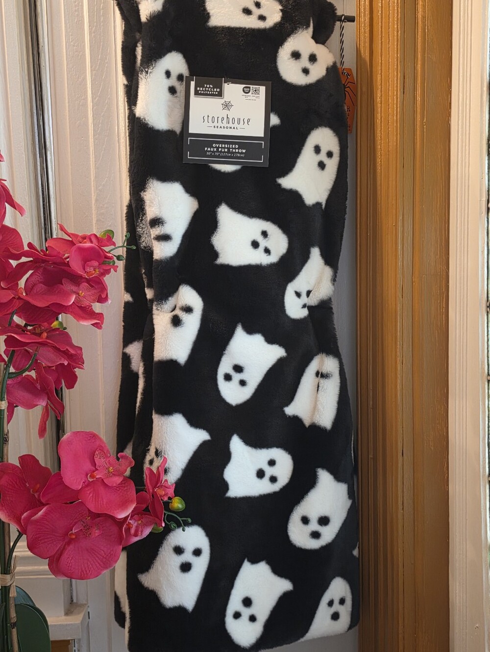 Halloween GHOST Oversized Faux Fur Throw